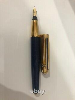 Cartier de Pasha Fountain Pen Blue lacquer, Nib18k, gold plate, cabochon cap