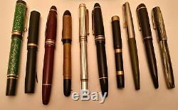 Lot of 9 Vintage Fountain & 1 Vintage Ballpoint Pens, Incl. Waterman, Montblanc