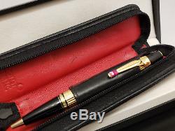 MONTBLANC Boheme Rouge Red Stone Gold Plated Ballpoint Pen with Leather Pouch