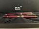 MONTBLANC Meisterstuck Mozart Burgundy Red Mini Ballpoint Pen & Fountain Pen Set