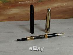 MONTBLANC Meisterstuck Solitaire Doue Black and Gold Medium 18K Nib Fountain Pen