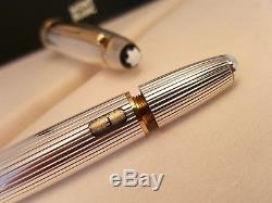 MONTBLANC Meisterstuck Solitaire Sterling Silver 18K F Nib 146 Fountain Pen, NOS