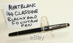 Mont Blanc 144 Classique FOUNTAIN PEN Black & Gold 14K GOLD 2 TONE NIB CONVERTER