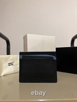 Mont Blanc Card Holder Wallet Meisterstuck Black/Blue Soft Grain Leather 127332