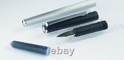 Mont Blanc Fountain Pen Silver Black Noblesse Cartridge Filler Serviced Exc Cond