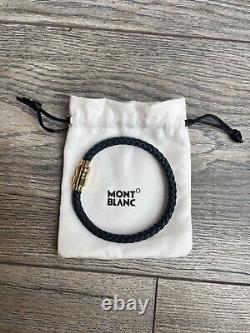 Mont Blanc Men's Woven Leather Strap Bracelet 25cm