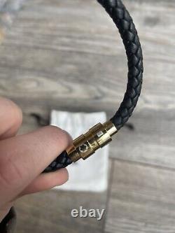 Mont Blanc Men's Woven Leather Strap Bracelet 25cm