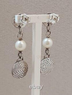 Mont Blanc Silver & Freshwater Pearl Drop Earrings Boxed
