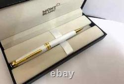 Mont Blanc StarWalker White-Body Ball Point Pen Black Ink Gold Trim- Refurbished