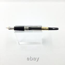 Montblanc 145 classique platinum line, Chopin fountain pen, Ob 14k Nib, Nr Mint