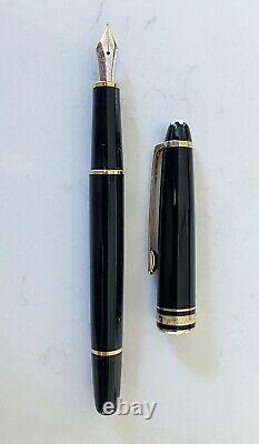 Montblanc Classique Meisterstuck Fountain Pen Black with Gold Trim (Fine Nib)