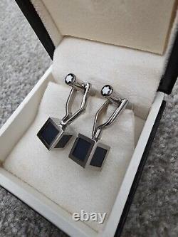 Montblanc Iconic stainless steel and black lacquer cube cufflinks