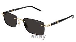 Montblanc MB0344S 001 Black Gold Rimless Unisex Sunglasses