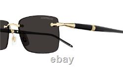 Montblanc MB0344S 001 Black Gold Rimless Unisex Sunglasses