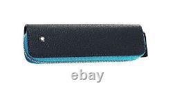 Montblanc Meisterstuck 1 Pen Pouch With Zip Blue Soft Grain Leather 124131 BNIB
