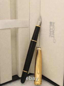 Montblanc Meisterstuck Black Body + Gold Clip Fountain Pen Without Ink