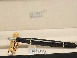 Montblanc Meisterstuck Black Body + Gold Clip Fountain Pen Without Ink