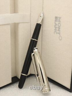 Montblanc Meisterstuck Black Body + Silver Clip Fountain Pen Without Ink