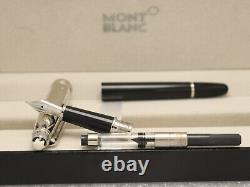 Montblanc Meisterstuck Black Body + Silver Clip Fountain Pen Without Ink