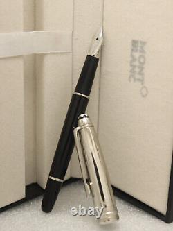 Montblanc Meisterstuck Black Body + Silver Clip Fountain Pen Without Ink