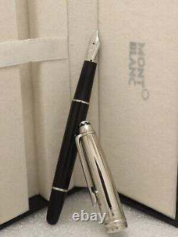 Montblanc Meisterstuck Black Body + Silver Clip Fountain Pen Without Ink