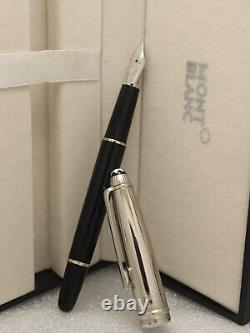 Montblanc Meisterstuck Black Body + Silver Clip Fountain Pen Without Ink