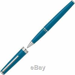 Montblanc PIX Petrol Blue Resin Platinum Silver Writing Rollerball Pen 119583