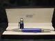 Montblanc Starwalker Blue Body + Silver Clip Ballpoint Pen I Black Ink