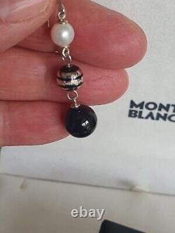 Montblanc Sterling Silver Akoya Pearl Black Onyx Resin Earrings Germany