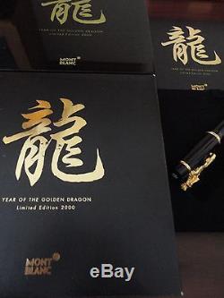 Montblanc Year Of The Golden Dragon 2000. F. Pen, Bnib, Rare New Immaculate