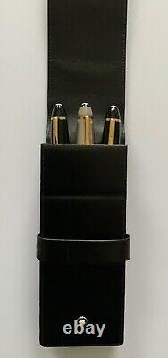 Montblanc leather protective carrying case for three pens/rollerball/biro