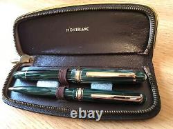 Montblanc masterpiece 142/115 green striated fountain/ballpoint pen set