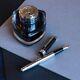 NEW Montblanc Meisterstuck Solitaire Carbon & Stainless Steel Fountain Pen M Nib