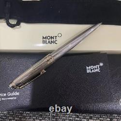 New Montblanc 2866 Meisterstuck Silvery Metal Ballpoint Pen Grid Shape 164P