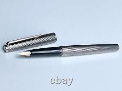 RARE Vintage MONTBLANC Classic Fountain Pen Silver Gold Pinstripe Germany 1970s