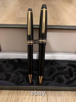RRP £760 Mont Blanc Meisterstruck Pen And Pencil Set With Black Leather Holder