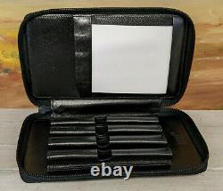 Rare MONTBLANC 4-Pen Zip Black Leather Case