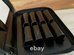 Rare MONTBLANC 4-Pen Zip Black Leather Case