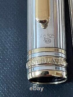Silver Montblanc Meisterstuck Solitaire Fountain Pen With 18ct Gold Nib. Boxed
