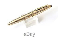 Uninked Montblanc Meisterstuck N. 146 Chevron Solid 18k Gold Fountain Pen /60.5 G