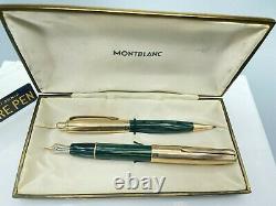 VINTAGE Montblanc 644-G Masterpiece GREEN STIRATED Fountain Pen Pencil set Boxed