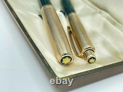 VINTAGE Montblanc 644-G Masterpiece GREEN STIRATED Fountain Pen Pencil set Boxed
