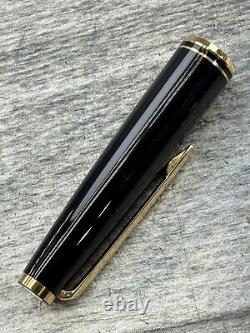 VTG Mont Blanc 990/01 West Germany Blue Ink Fountain Pen Gold Black With Case Box