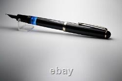 Vintage Jet Black Montblanc 3-42 Fountain Pen-Steel Medium Nib-Germany 1950s