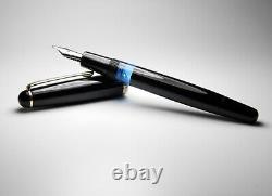 Vintage Jet Black Montblanc 3-42 Fountain Pen-Steel Medium Nib-Germany 1950s