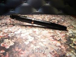 Vintage Jet Black Montblanc 344 Fountain Pen-14K Gold OM Nib-Germany 1950s
