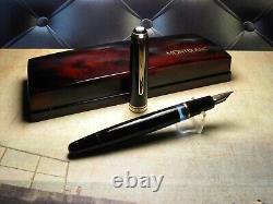 Vintage Jet BlackMontblanc 254 Fountain Pen-14K Gold M Wing Nib-Germany 1950s