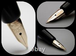 Vintage Jet BlackMontblanc 254 Fountain Pen-14K Gold M Wing Nib-Germany 1950s