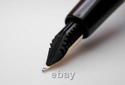 Vintage Jet BlackMontblanc 254 Fountain Pen-14K Gold M Wing Nib-Germany 1950s