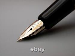 Vintage Jet BlackMontblanc 254 Fountain Pen-14K Gold M Wing Nib-Germany 1950s